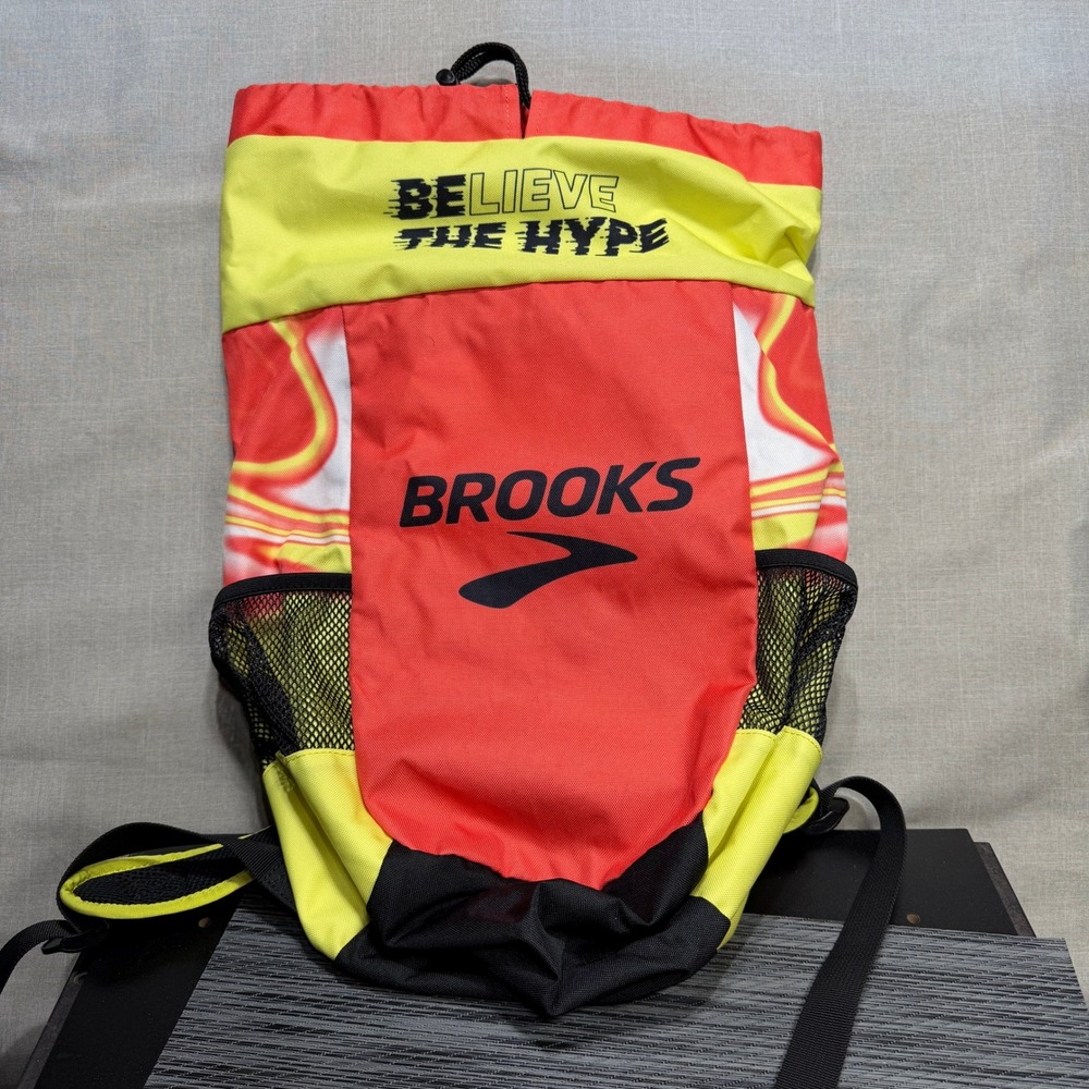 Brooks Backpack Red Yellow Believe The Hype Drawstring Gym Bag Limited Edition